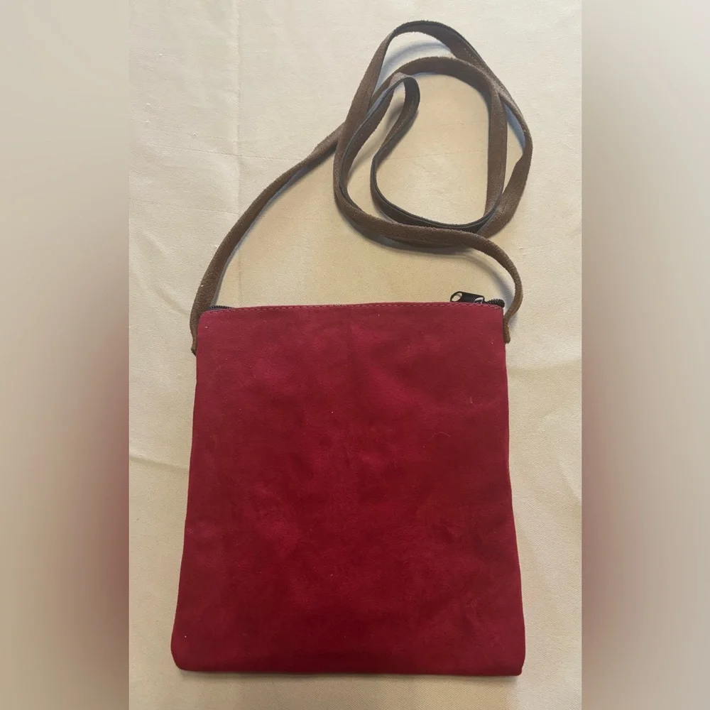 Guatemalan Cross Body Red Brown‎ Boho Pocket 7.25”x 8.5” Small